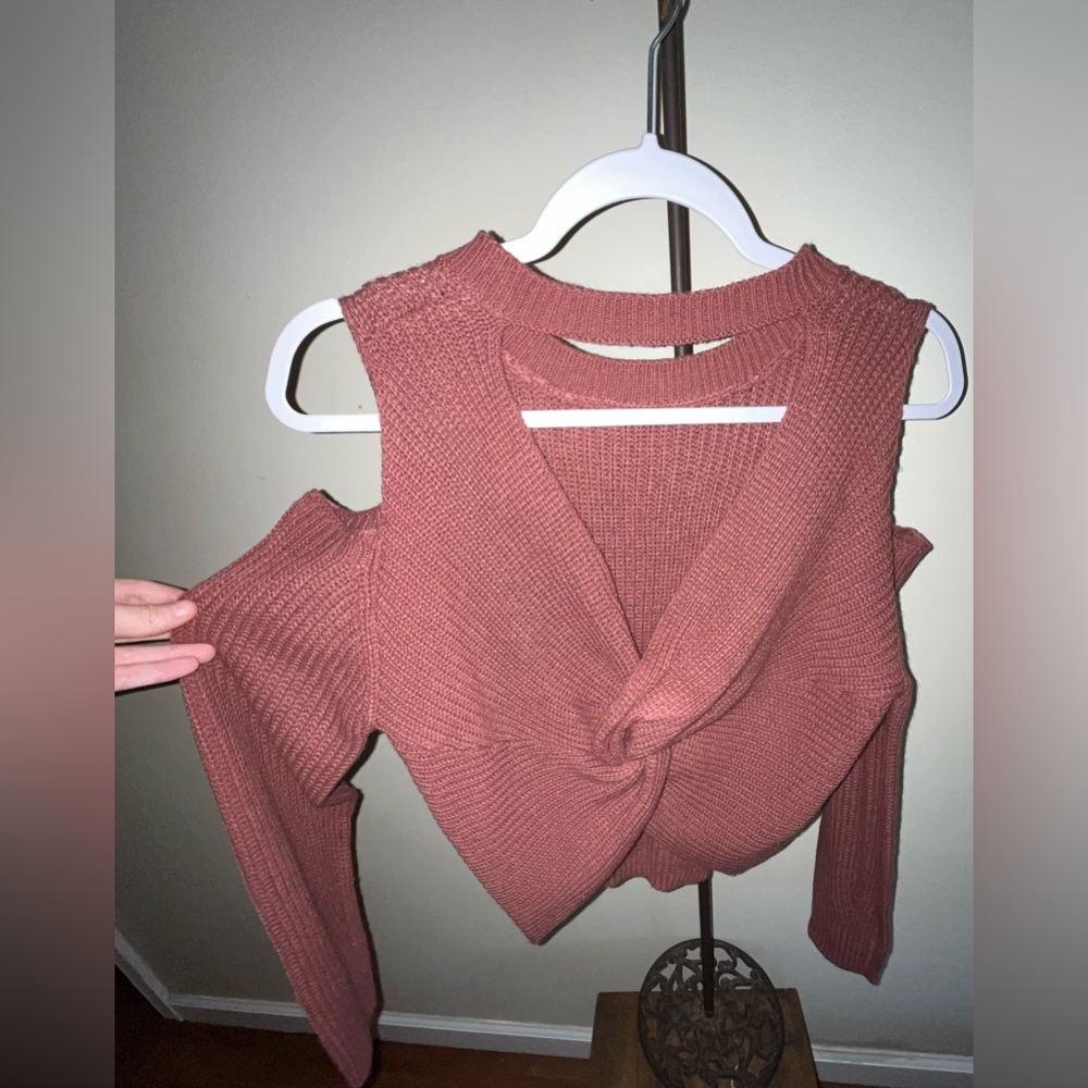 Rust Cold Shoulder Knit Sweater